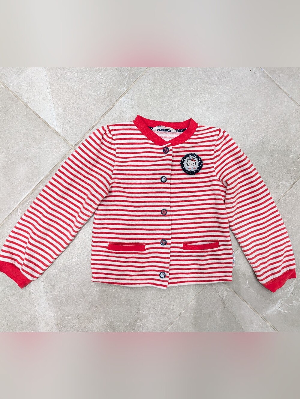 5/$35 H&M Hello Kitty Striped Cardigan – Girls 4-6Y